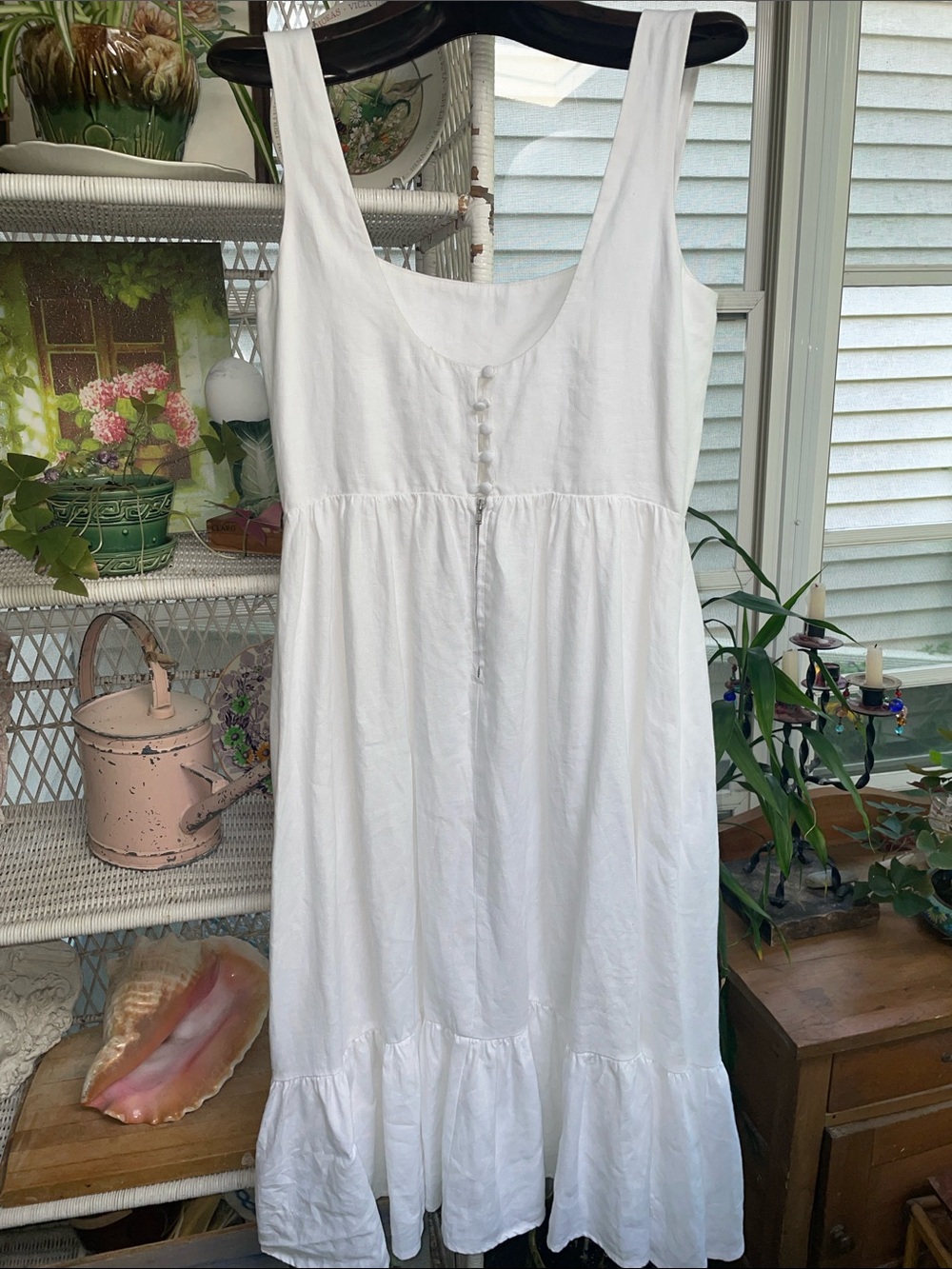 WHITE LINEN REFORMATION DRESS BUCATINI SZ 10 - Picture 5 of 9